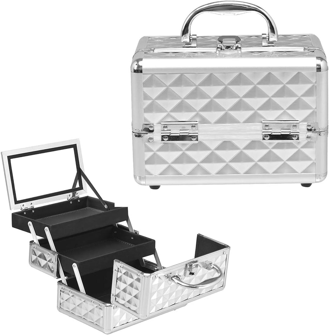 GIANTEX Kosmetikkoffer mit Spiegel, Beauty Make-up Case Schminkkoffer aus ABS und Aluminium, 2 auszi
