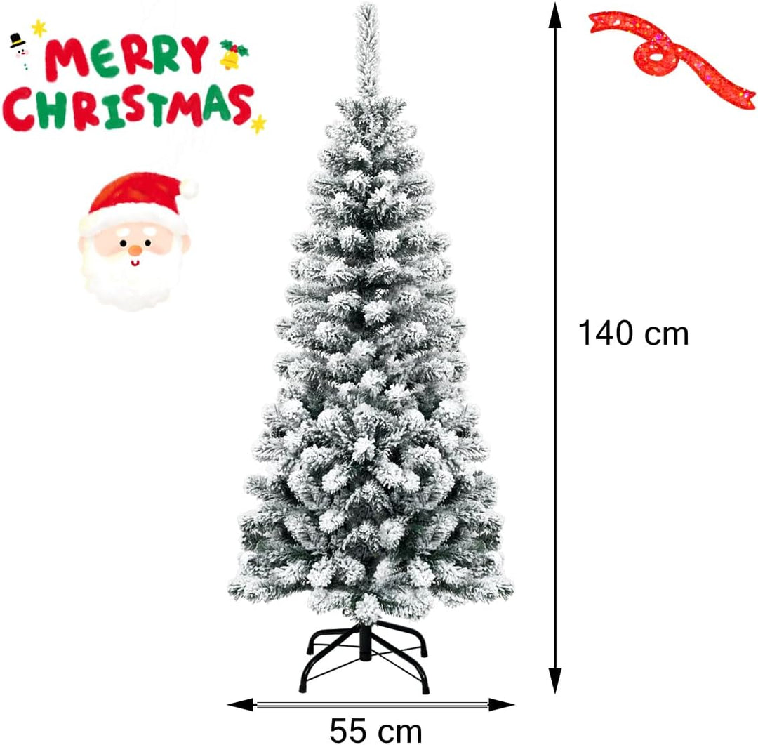RELAX4LIFE Weihnachtsbaum Künstlich mit Schnee, Tannenbaum 135 cm, Bleistift Weihnachtsbaum, Christb