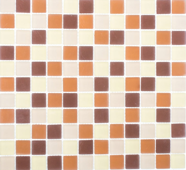 Mosaik Quadrat Crystal mix braun matt (gefrostet) Glasmosaik Transluzent Transparent 3D Fliesenspieg