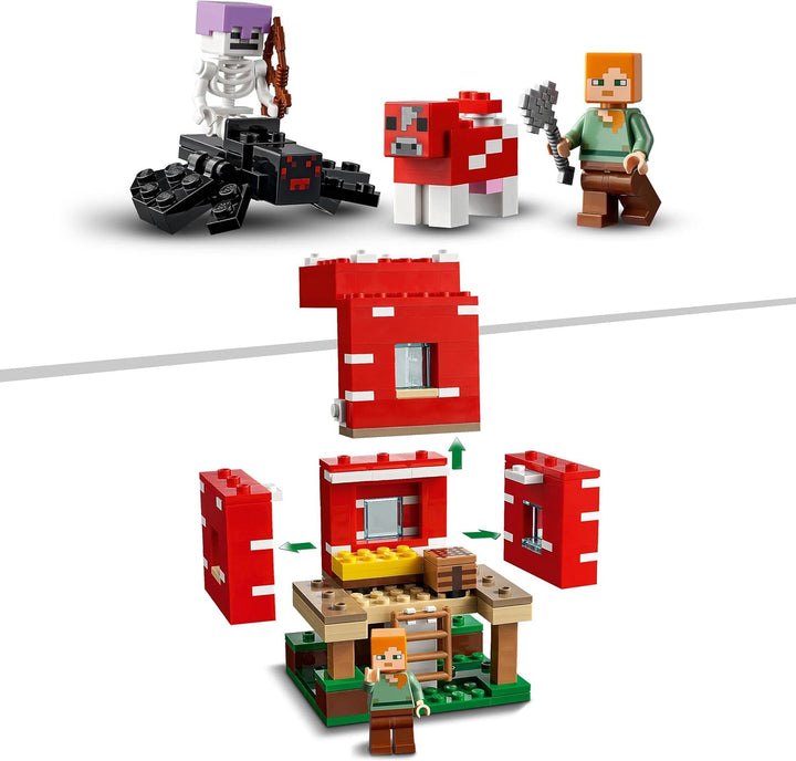 LEGO Minecraft Das Pilzhaus, Spielzeug ab 8 Jahren, Geschenk für Kinder mit Figuren von Alex, Mooshr