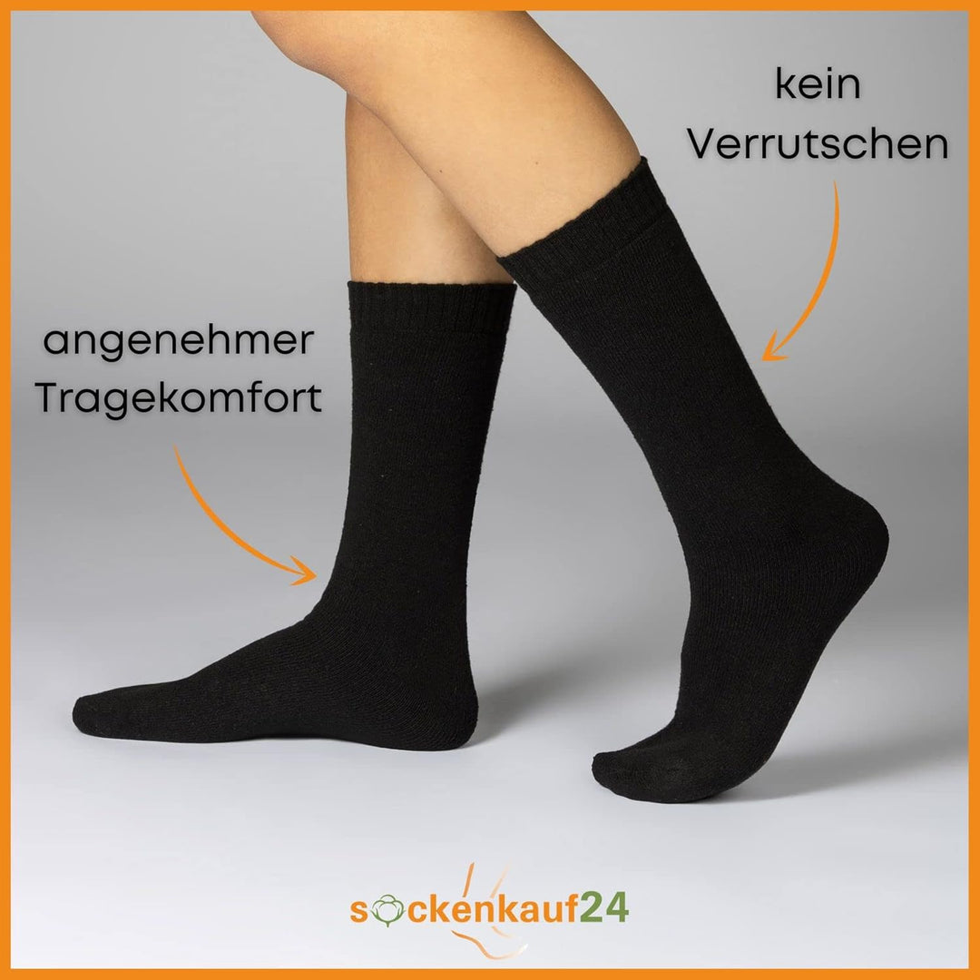 6 | 12 | 24 Paar THERMO Socken Damen & Herren Wintersocken Vollfrottee 35-38 12 Paar | Schwarz, 35-3
