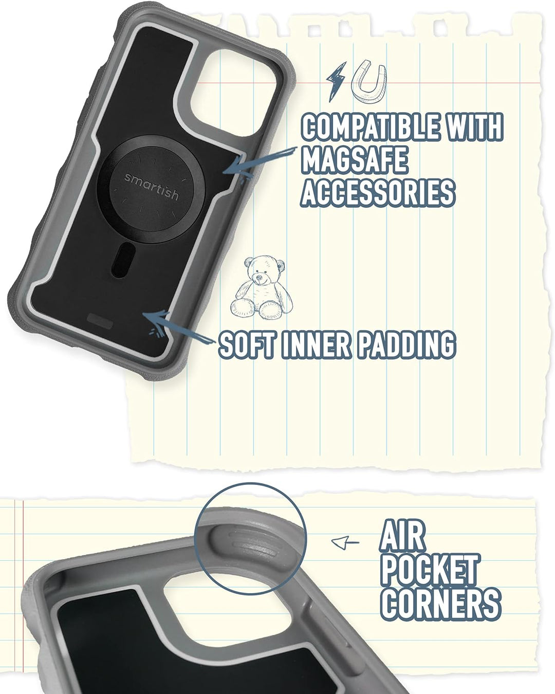 Smartish iPhone 13 Pro Schutzhülle – Gripzilla kompatibel mit MagSafe [Rugged + Tough] Gepanzertes S