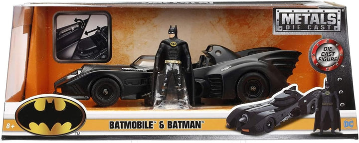 Jada Toys Batmobil 1989, hochdetailiertes 1:24 Modellauto inkl. Batman-Figur, Cockpit und Türen könn