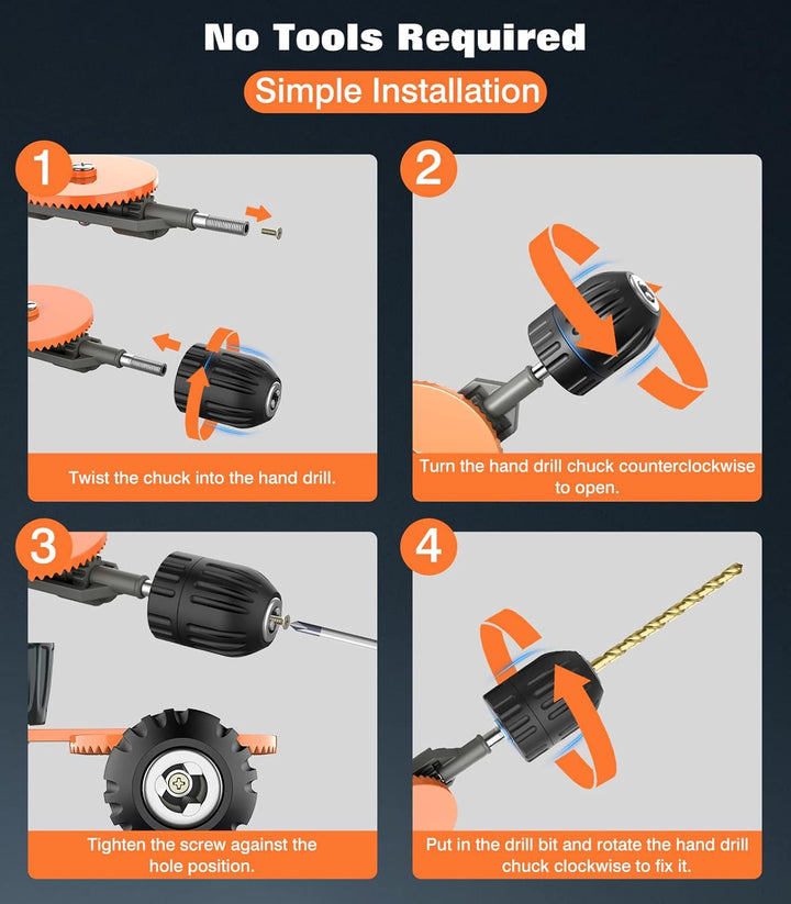 Housolution Handbohrmaschine, Leistungsstark 3/8 Zoll (1-10mm) mit 13 Bohrspitzen Spannfutter Stahlg