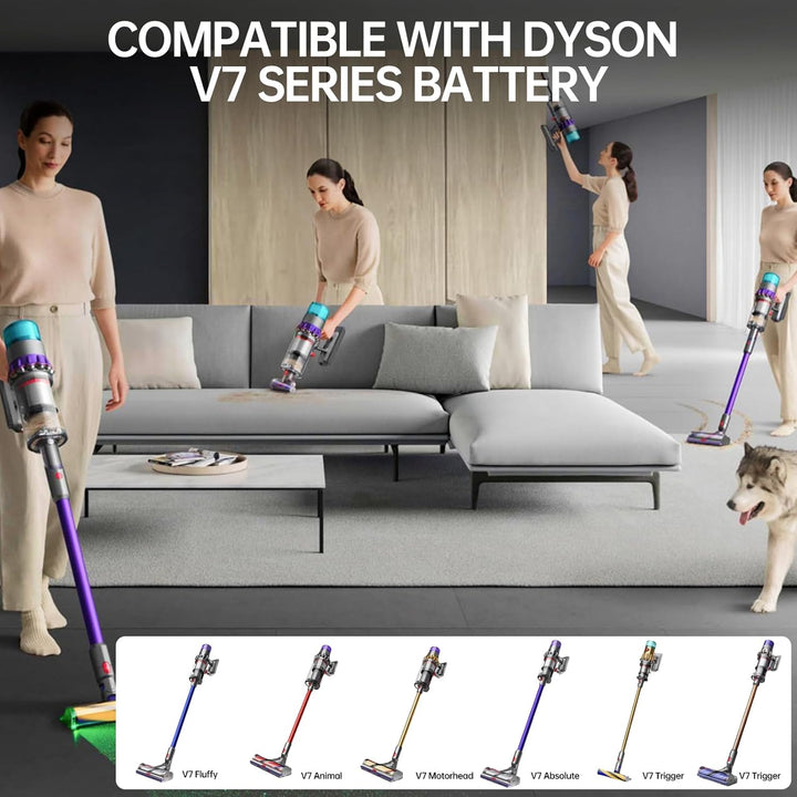 8000mAh Li-ion Akku Ersatzakku für Dyson V7, 8.0Ah Akku Kompatibel mit Dyson V7 Absolute Mattress Al