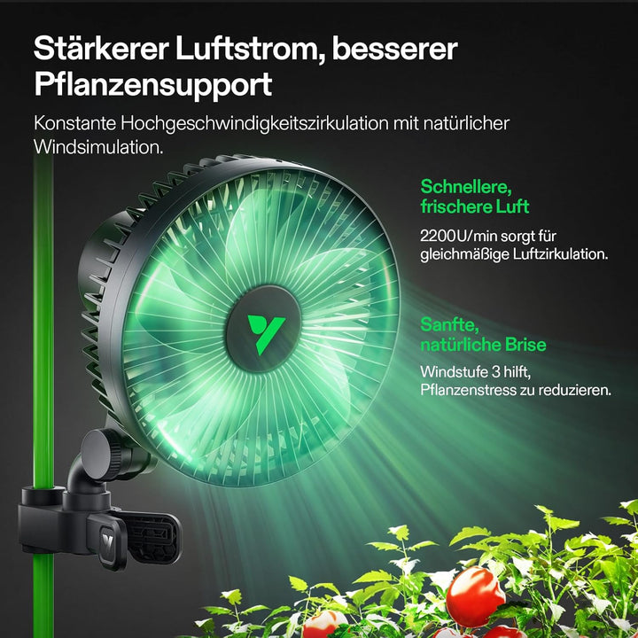 VIVOSUN AeroWave A6 Ventilator mit Clip 150 mm, Automatisch Oszillierend, Leise &amp; Leistungsstark, St