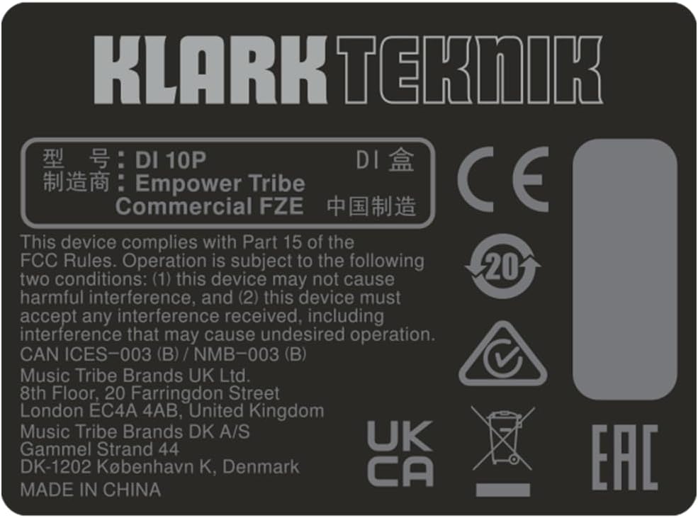Klark Tekink PRO DI DI 10P Passive DI-Box mit Stereoeingang/summiertem Monoausgang, Midas-Transforma