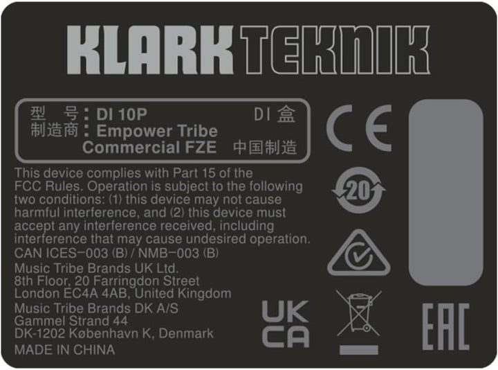 Klark Tekink PRO DI DI 10P Passive DI-Box mit Stereoeingang/summiertem Monoausgang, Midas-Transforma