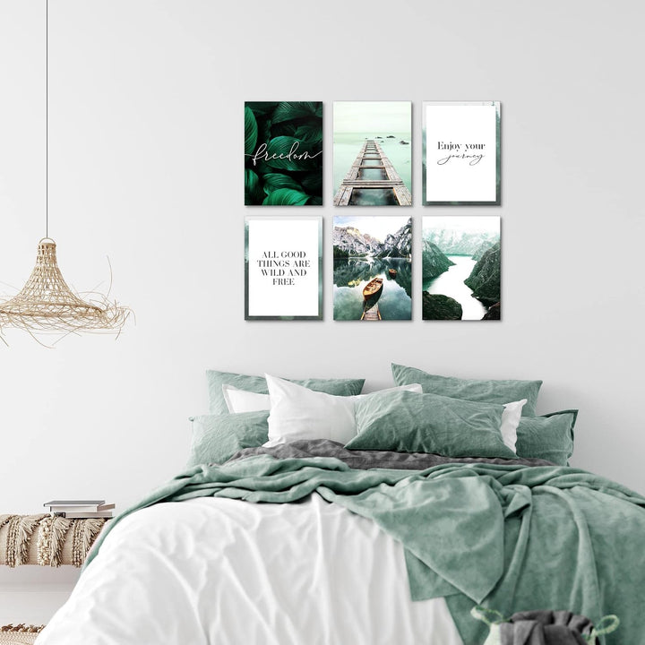 Novart Wandbilder - KEIN EXTRA RAHMEN BENÖTIGT - Wohnzimmer Schlafzimmer - Bilder Modern Berge und S