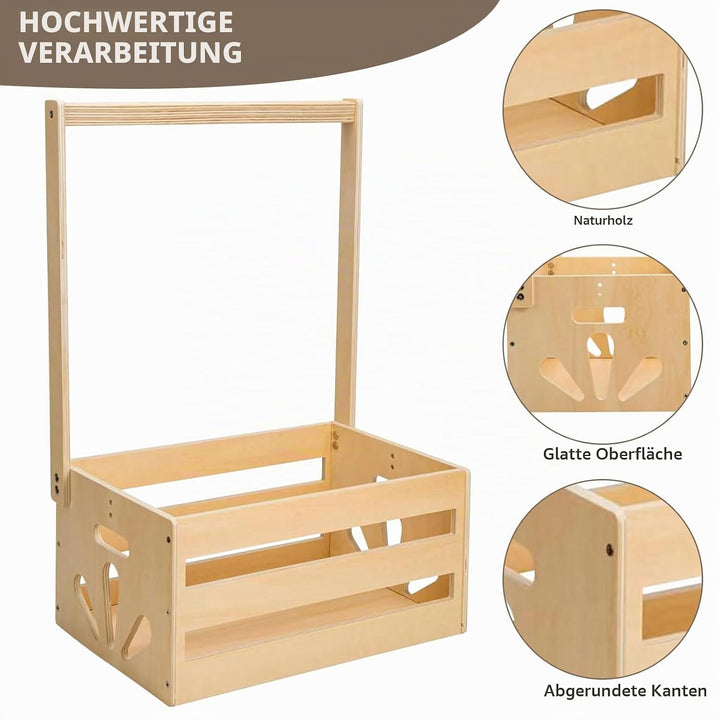 Babyparty Geschenk mit Griff, Baby Aufbewahrungskorb mit 5 Kinder Kleiderbügel, Holz Baby Geschenk K