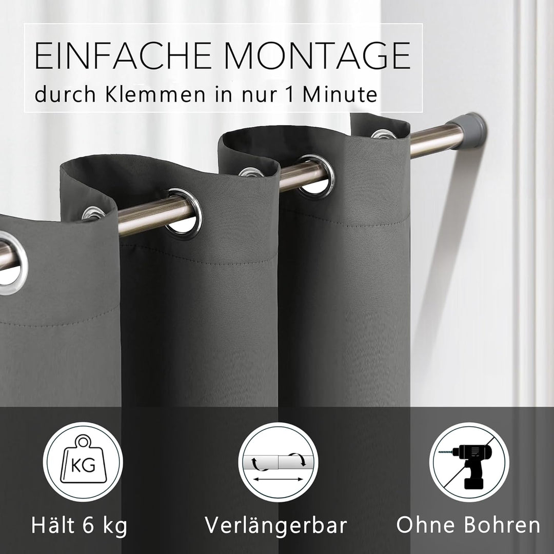 tinycurtains Türvorhang mit Teleskopstange, einfache Montage in nur 1 Minute ohne Bohren (Türvorhang