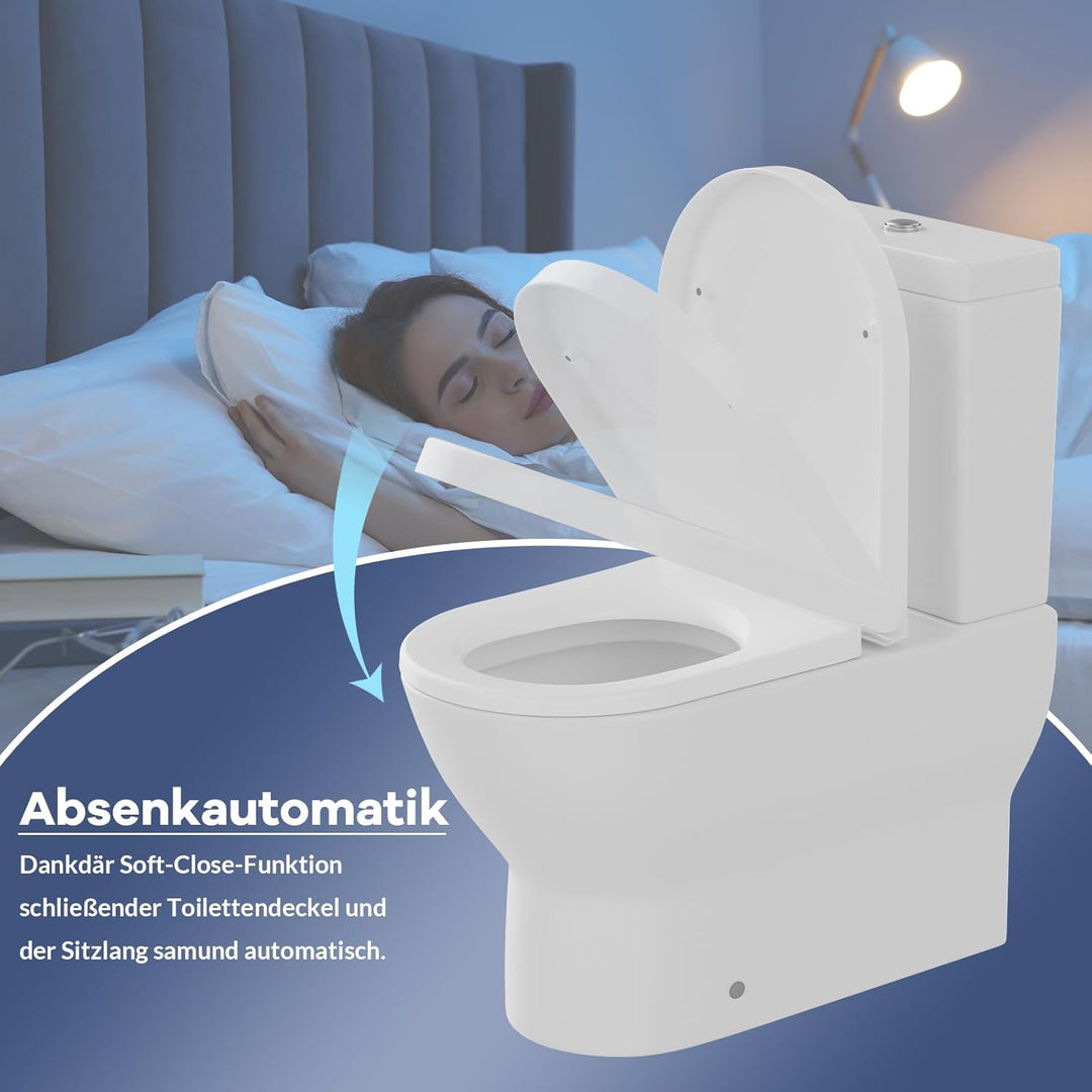 D-Form Toilettendeckel mit Absenkautomatik [KURZ], Urea-Duroplast, Belastbarkeit von 150kg Verbesser