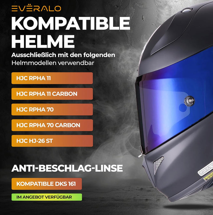 Everalo Kompatibel mit Hjc Rpha 70 Visier - Rpha 11 - Hj26 - Pinlock und Tearoff Ready - Helmvisier