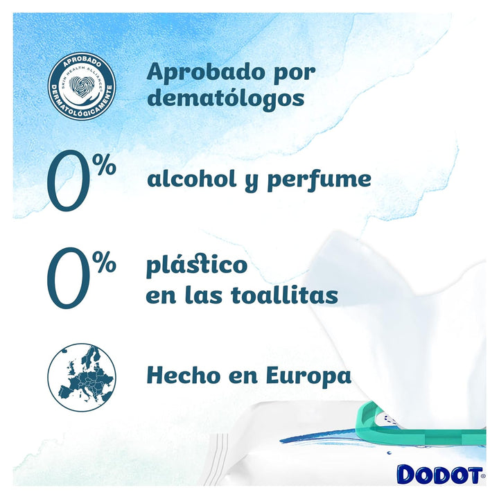 Dodot Pure Aqua Babytücher, 1152 Tücher (24 Packungen mit 48 Stück), hilft bei der Wiederherstellung