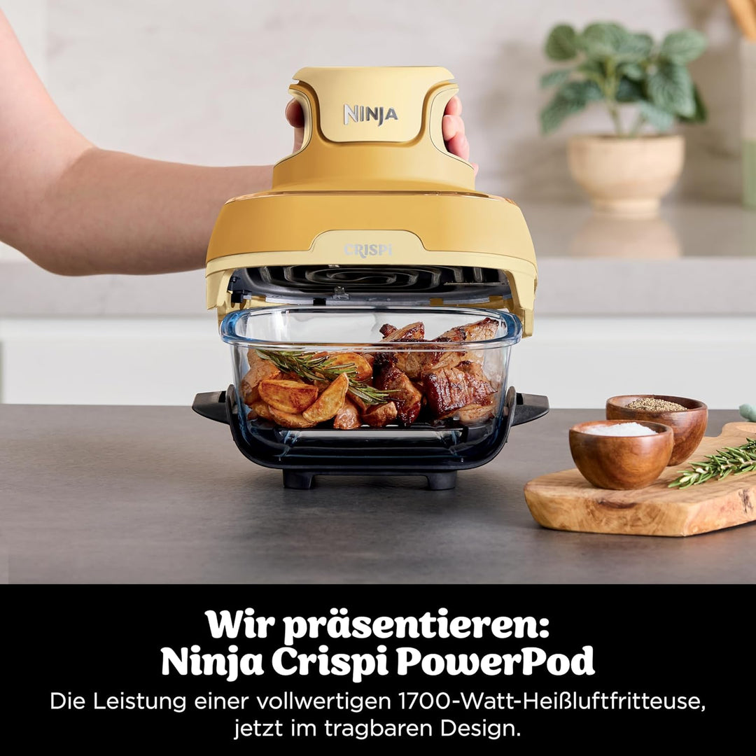 Ninja CRISPi Tragbare Heissluftfritteuse, 3,8 l & 1,4 l, 4-in-1: Heissluftfrittieren, Braten, Warmha