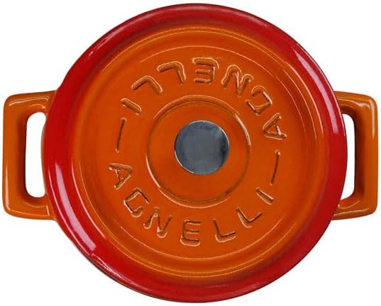 Pentole Agnelli COGHSRP10414O Kochgeschirr Slowcook Auflauf aus Gusseisen, 14 cm, 0,8 l, orange Aran