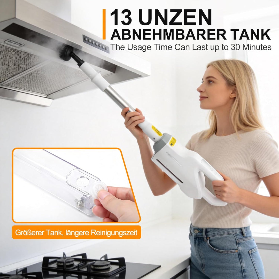 Dampfreiniger 1500W Handgerät mit Abnehmbarem, Multifunktionaler Dampfreiniger & Wischmopp, 500ml Wa
