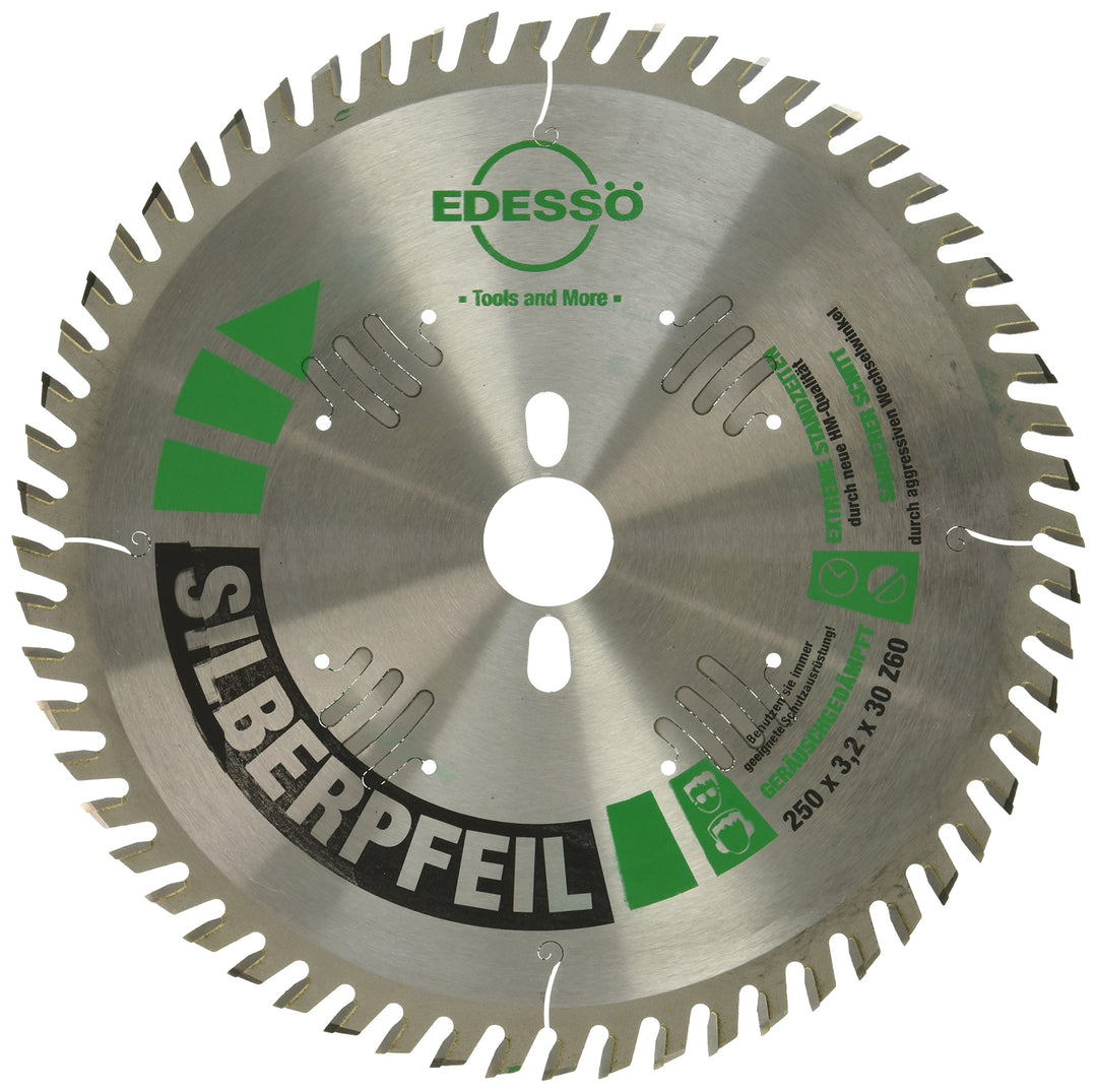 Edessö 46625030 HM-Kreissägeblatt Präzision-Silberpfeil 2 KNL HW 250x3,2/2,2x30 Z=60 W40, silber/grü