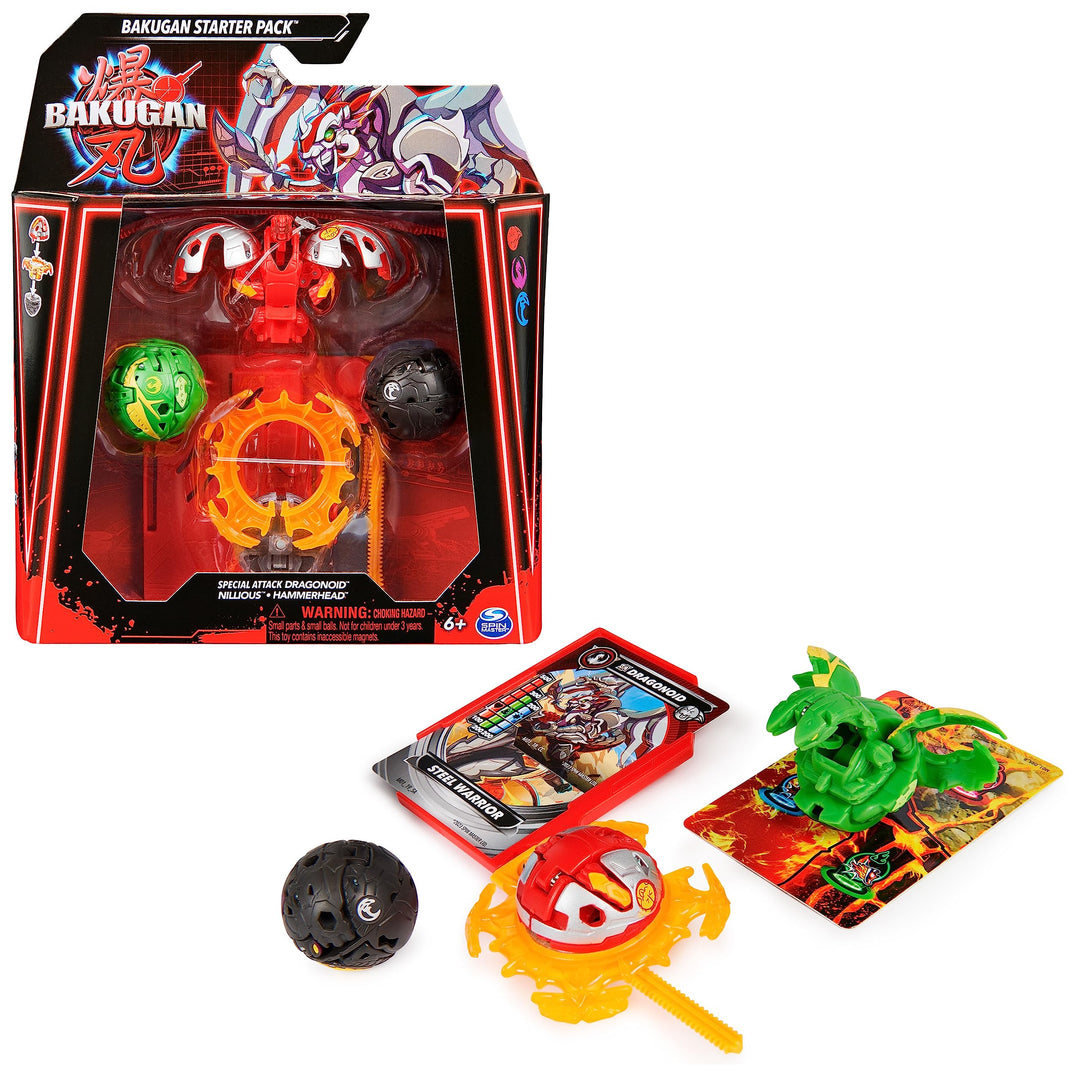 Bakugan 3.0 Starter Pack mit 3 Bällen (1 Special Attack Dragonoid, 2 Core Balls Nillious und Hammerh