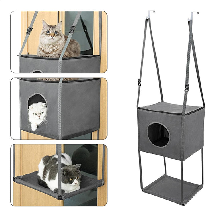 Türhängender Katzenbaum, Katzenkletterbaum, Türmontage, Kletterkatzen, Wand-Katzenhängematte für den
