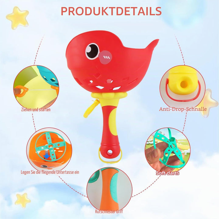 Flying Disc Launcher, 2er-Pack Outdoor Spielzeug Kinder Enthält 32 Fliegende Untertassen, Propeller
