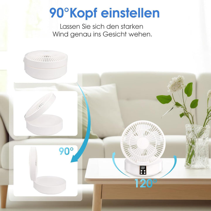 Ausbond Leiser kleiner Lüfter, USB Desktop Lüfter, leiser und starker Wind, tragbarer, mit LED-Licht