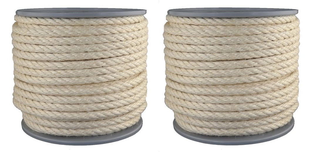 Gepotex Sisalseil/Seil aus Sisal 4-schäftig gedreht Natur Durchmesser 10 mm - Länge: 2 x 50 Meter -