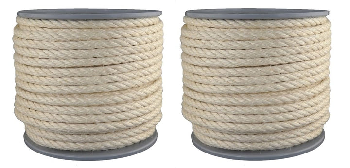 Gepotex Sisalseil/Seil aus Sisal 4-schäftig gedreht Natur Durchmesser 10 mm - Länge: 2 x 50 Meter -
