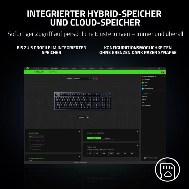 Razer Huntsman V2 (Red Switch) - Praktisch latenzfreie Optische Gaming-Tastatur (Lineare Optische Sw