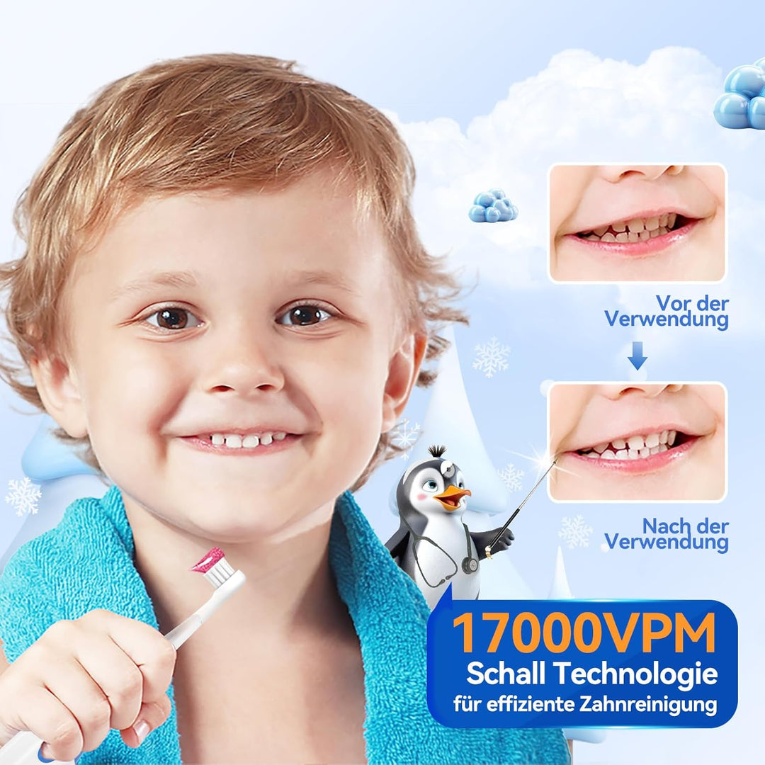 Seago Elektrische Zahnbürste Kinder ab 0-3 Jahr mit LED Licht, Weichen BPA-freiem Runder Gummierte B