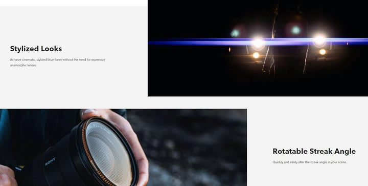 PolarPro - QuartzLine FX - BlueMorphic - Filter -77mm - Streiflichtfilter - anamorphes Streiflicht -