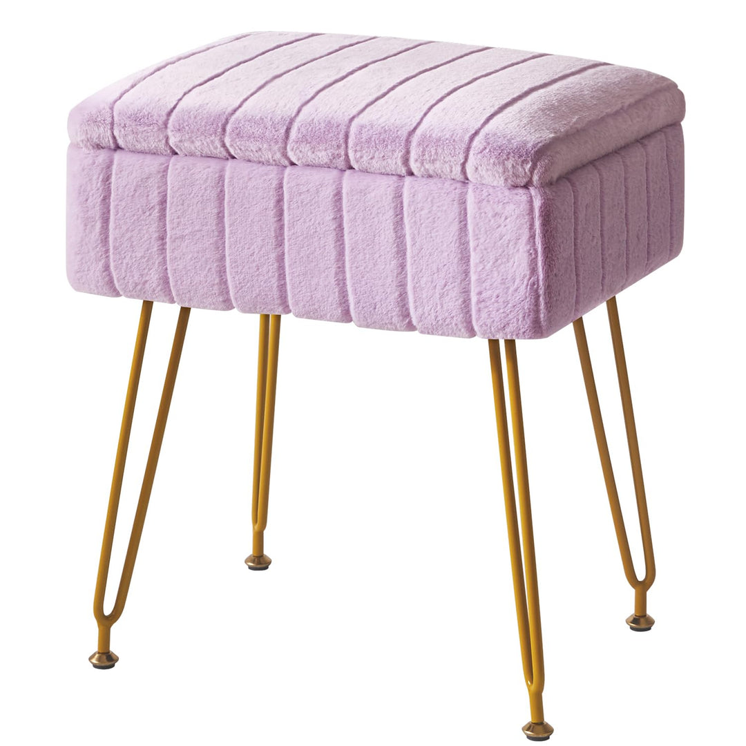 IBUYKE Samt Hocker Stuhl mit Stauraum, Fussstütze Fusshocker Ottoman, Kleiner Beistelltisch, mit 4-M