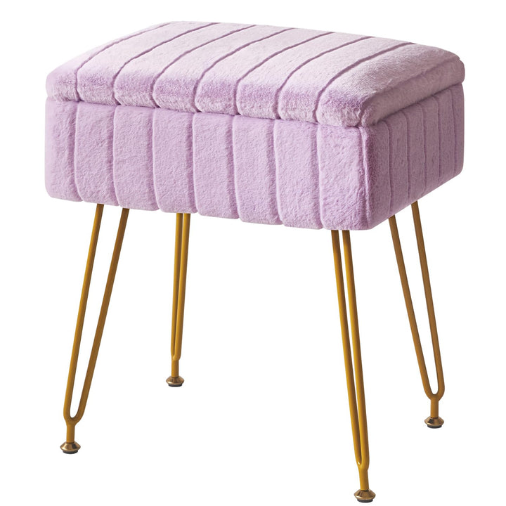 IBUYKE Samt Hocker Stuhl mit Stauraum, Fussstütze Fusshocker Ottoman, Kleiner Beistelltisch, mit 4-M