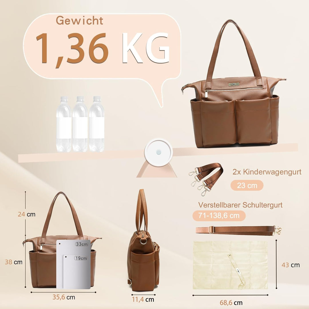 MISS FONG Wickelrucksack Wickeltasche Kinderwagen Baby Rucksack Kliniktasche Geburt Mit Wickelunterl