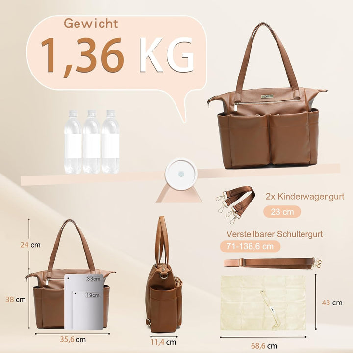 MISS FONG Wickelrucksack Wickeltasche Kinderwagen Baby Rucksack Kliniktasche Geburt Mit Wickelunterl