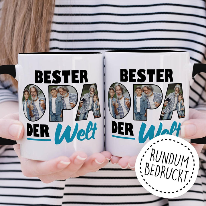 Opa Tasse personalisierbar mit Bild, Bester Opa der Welt, Geschenk personalisiert Grossvater Spruch