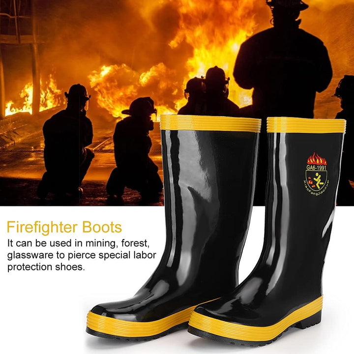Sicherheitsstiefel Feuerwehr Rettungs Gummistiefel Schutzschuhe Rutschfeste Hochtemperaturbeständigk