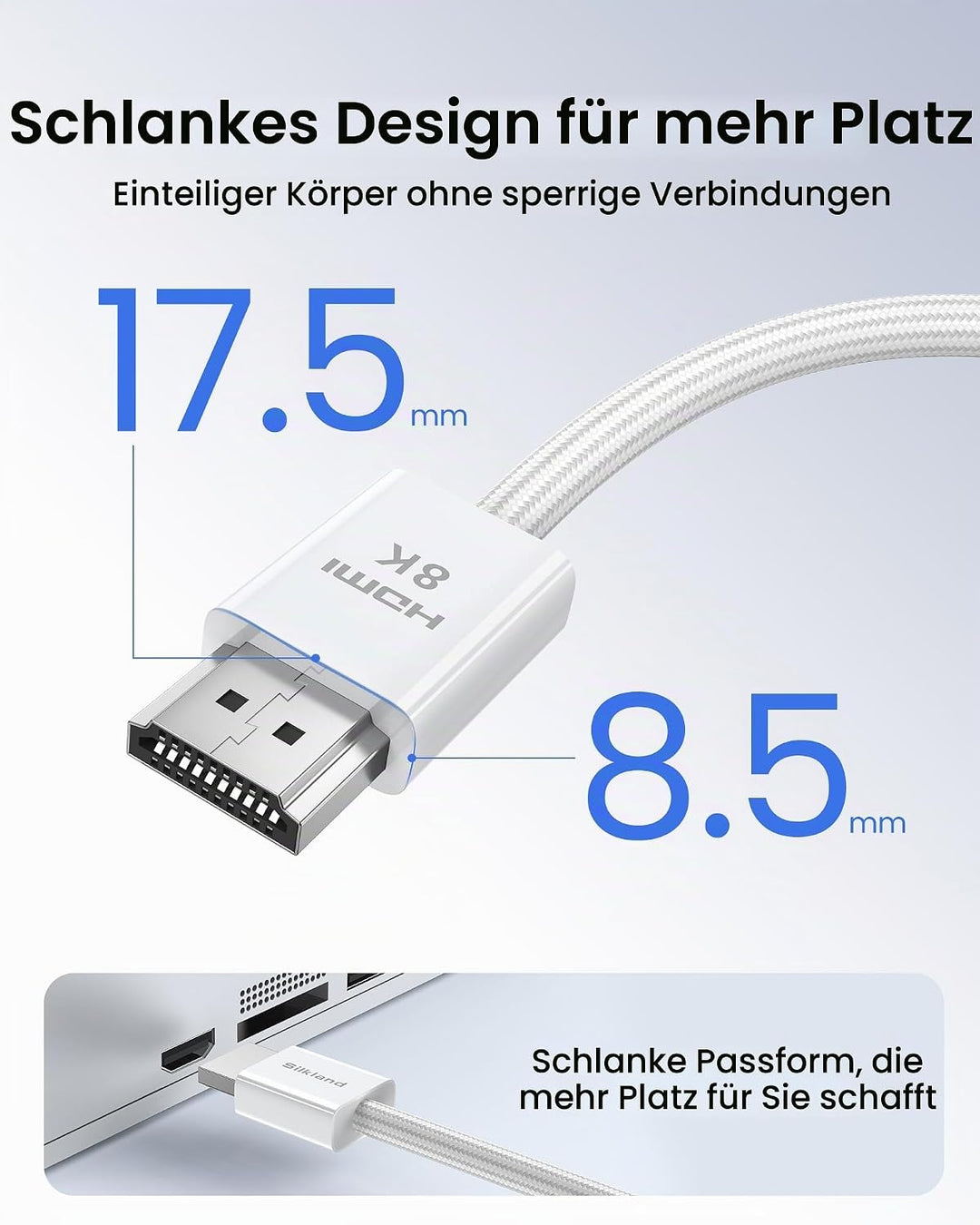 Silkland 8K HDMI 2.1 Kabel 1.5m [Zertifiziert] 4K@120Hz eARC HDR10+ für PS5 Pro, 48Gbit/s Ultra High