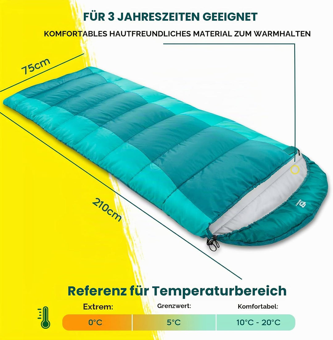 Bessport Schlafsack Flannel für Camping 3-4 Jahreszeiten - 10 °C-20°C | Winter Schlafsack Leichtgewi