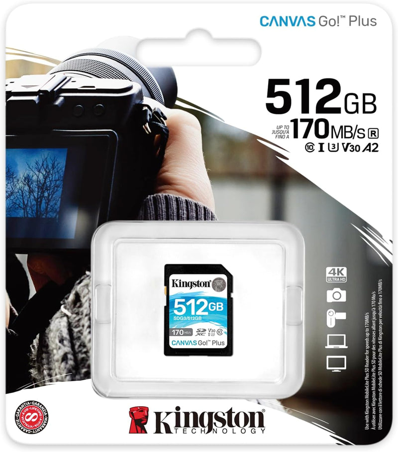 Kingston SDG3/512GB SD Speicherkarte ( 512GB SDXC Canvas Go Plus 170R C10 UHS-I U3 V30 ) SD-Karte 51