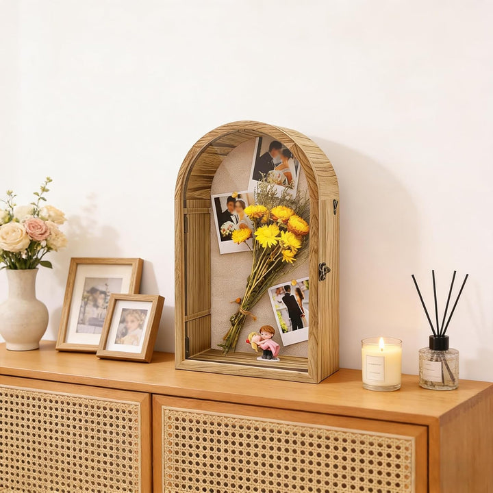 Holz Shadow Box Frame 42x25cm - Tiefe Display Case für Fotos, Blumen, Kunstwerke und Erinnerungen, H