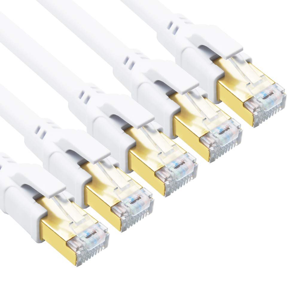 Yauhody Cat 8 Lan Kabel 3m, 5-Stück Netzwerkkabel Ultra High Speed 40Gbps 2000MHz F/FTP Ethernet Kab