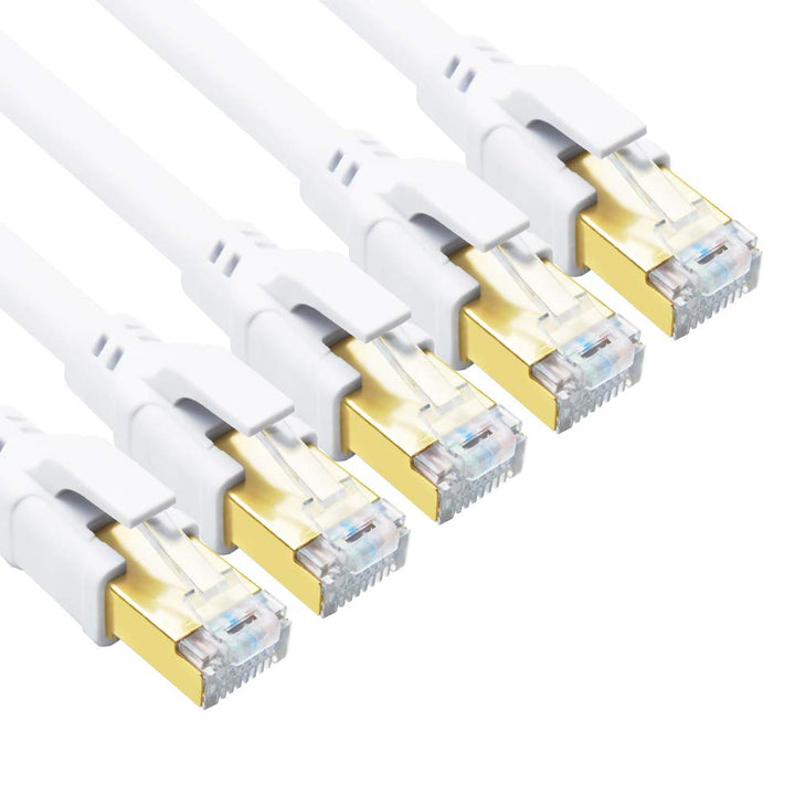 Yauhody Cat 8 Lan Kabel 3m, 5-Stück Netzwerkkabel Ultra High Speed 40Gbps 2000MHz F/FTP Ethernet Kab