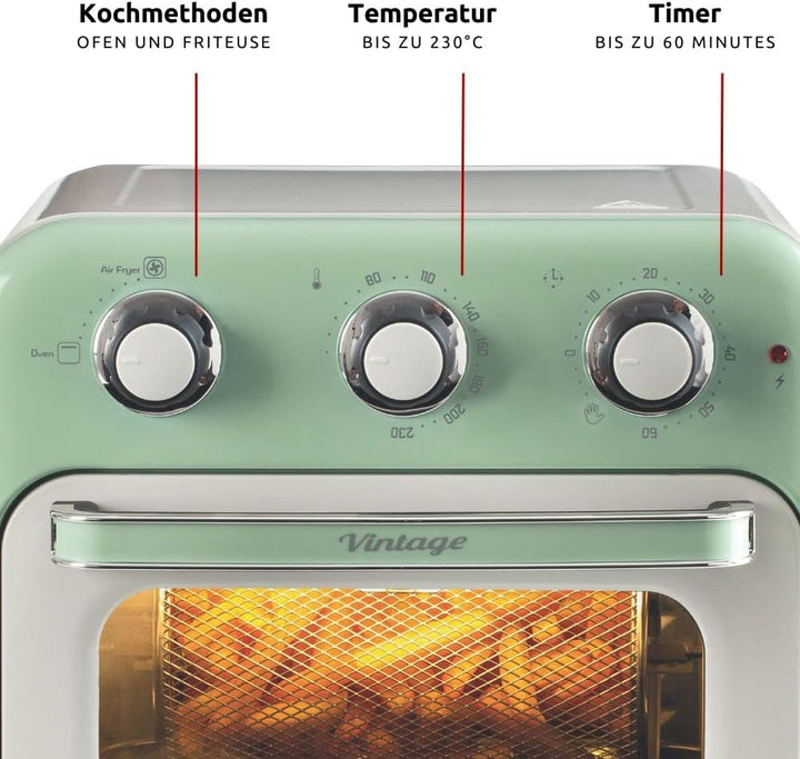 Ariete 4632 Vintage Heissluftfritteuse und Backofen, 1400 W, 2in1, 16 l Fassungsvermögen, inklusive