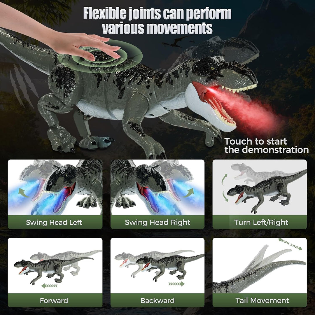 LEAPRCSTORE Ferngesteuertes Dinosaurier Spielzeug für Kinder mit Sprühen | Lichtern und Brüllen, Ele