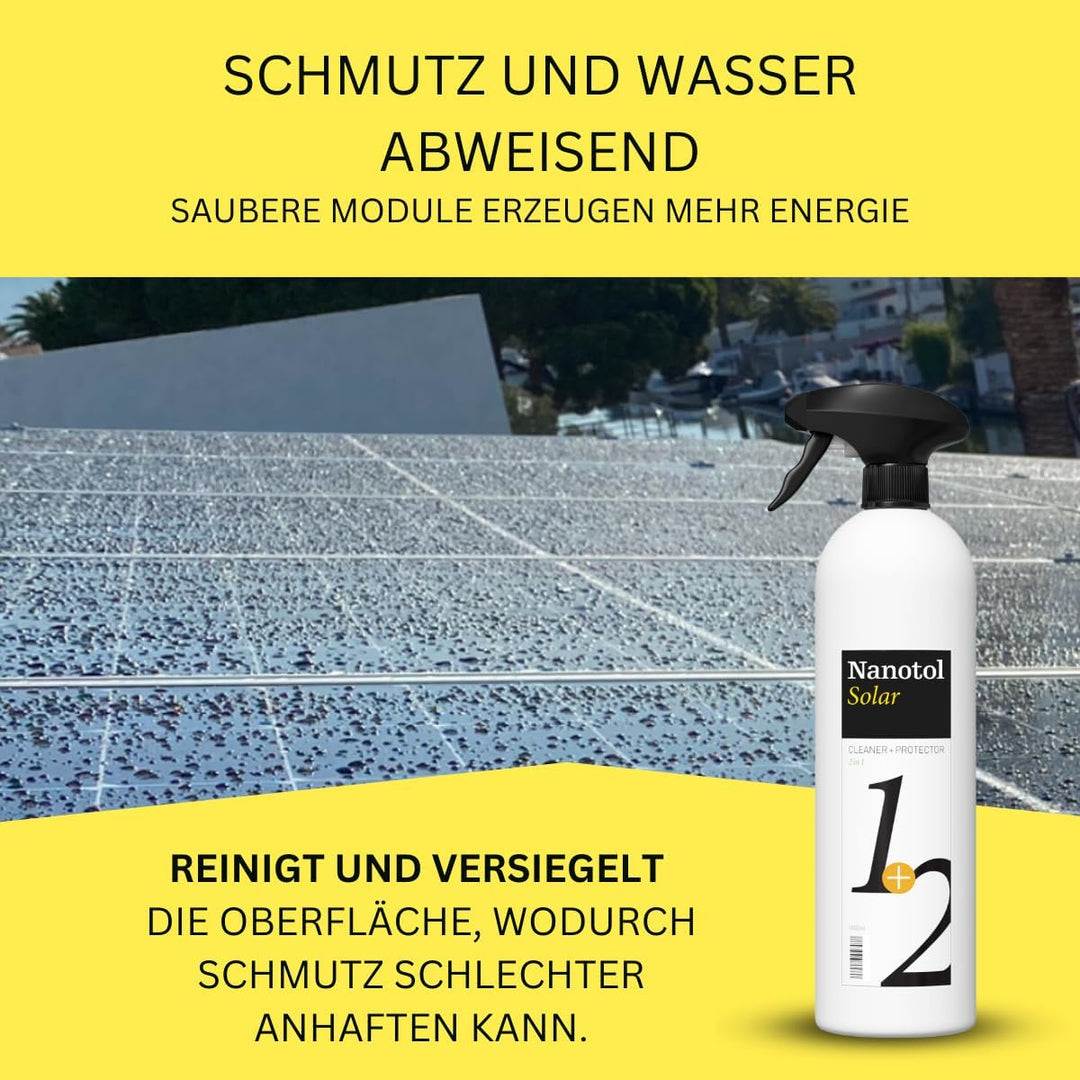 Nanotol Photovoltaik- und Solaranlagen Reiniger für 480 m² - Reiniger + Nanoversiegeung 1+2 für lang
