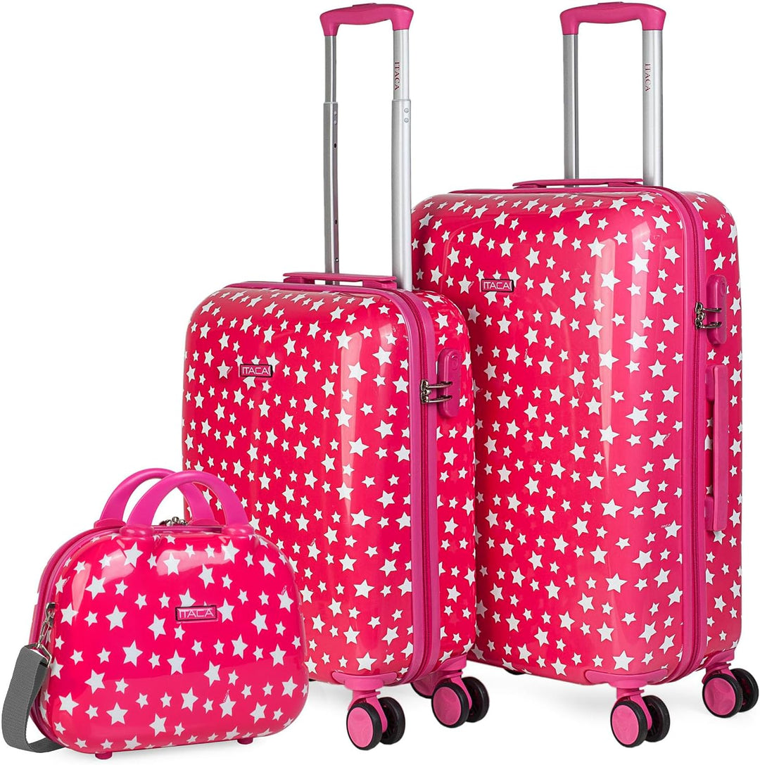 ITACA - Kinderkoffer Mädchen - Kinder Kofferset. Kinderkoffer mit Rollen - 4 Rädrig Reisekoffer Kind
