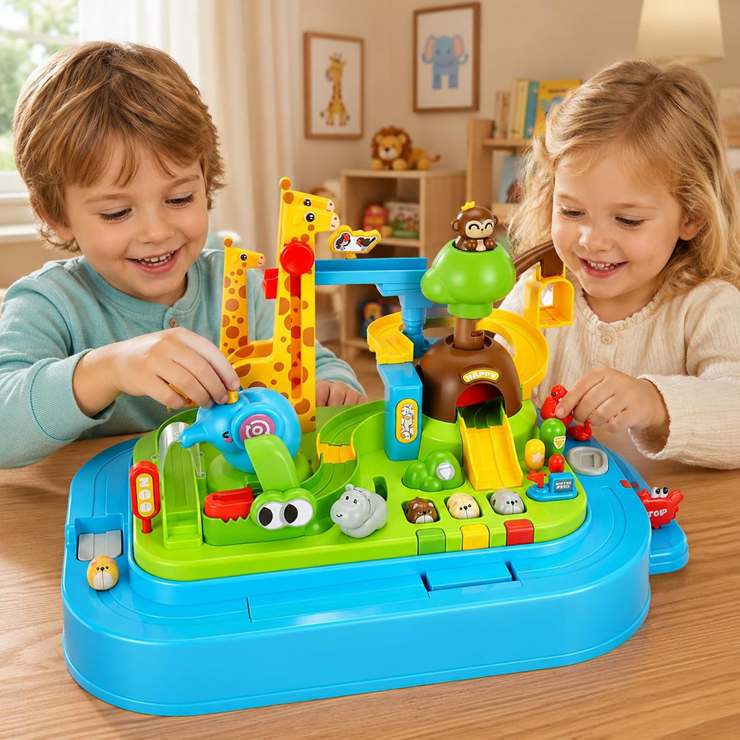 Magnetisches Hamster-Auto Rennabenteuer, Tierpark 20 Level, mechanisches STEM-Spielzeug ohne Batteri