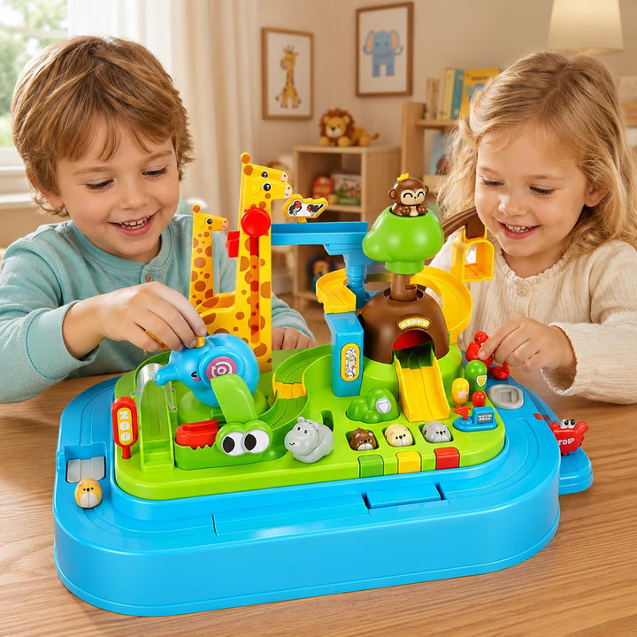 Magnetisches Hamster-Auto Rennabenteuer, Tierpark 20 Level, mechanisches STEM-Spielzeug ohne Batteri