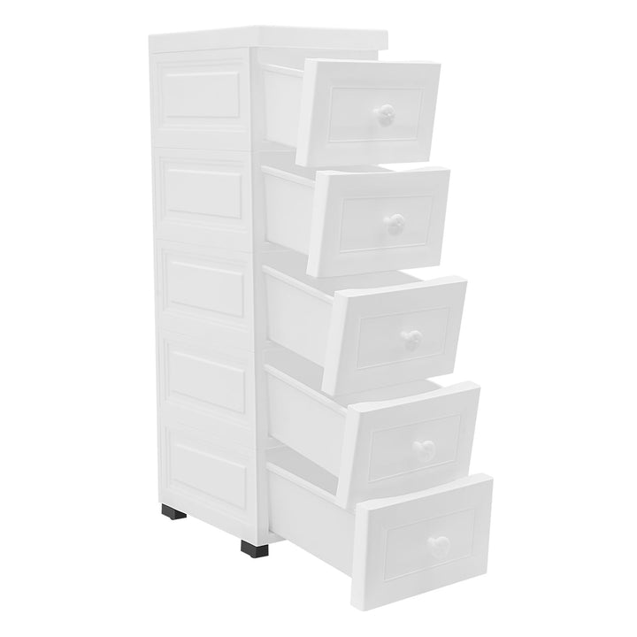 5 Schubladen Schubladenschrank Kunststoff, Kommode Schlafzimmer mit Räder rollen Kunststoff Aufbewah